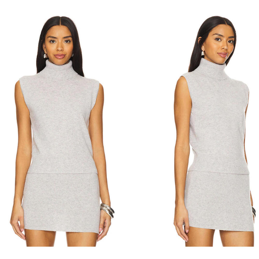 Revolve AEXAE Cashmere Sleeveless Roll Neck Top grey size XS NWT $350msrp